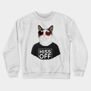 Punk Cat with round glasses Crewneck Sweatshirt